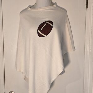 White Football Print Poncho
